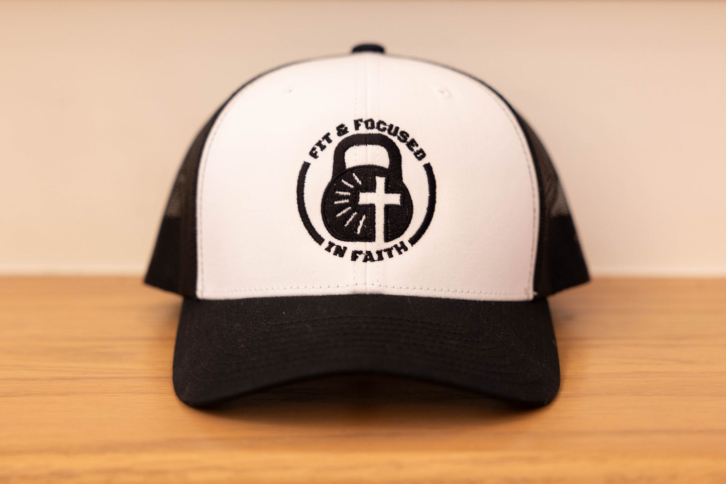 Classic FFF Retro Trucker Cap – White (Black Logo)