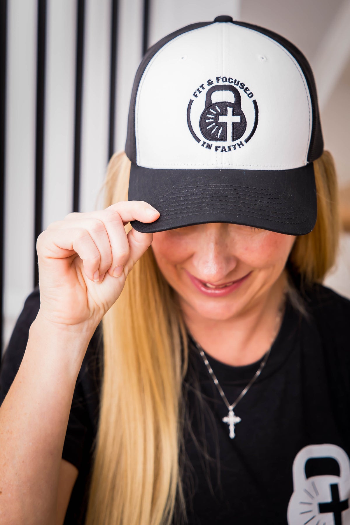 Focsid Caps Classic FFF Retro Trucker Cap – White (Black Logo) – Fit & Focused in Faith